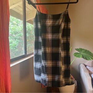 Black, grey, and light Blue Plaid Mini Dress
